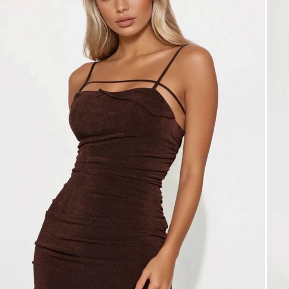 Fashion Nova Chocolate Brown Strappy Mini Dress